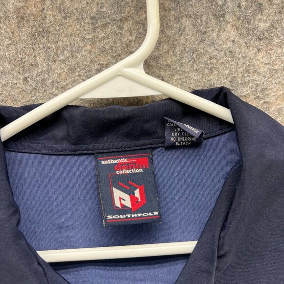 Vintage Southpole Shirt Mens XXL Blue Hawaiian Button Y2K Palm Trees Streetwear - Picture 6 of 14